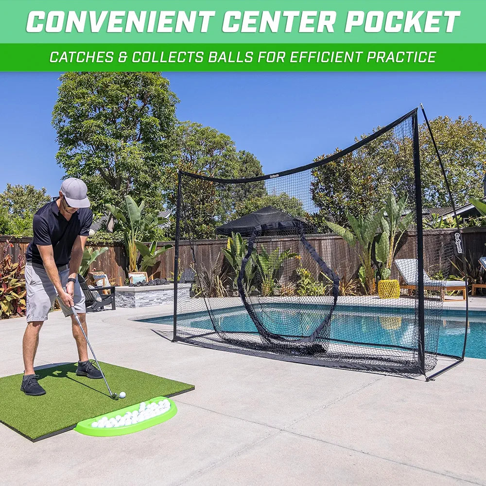 GoSports Golf Practice Hitting Net - Choose Between Huge 10 x 7 ft or 7 x 7 ft Nets - Personal Driving Range for Indoor or Outdoor Use - Designed by Golfers for Golfers
