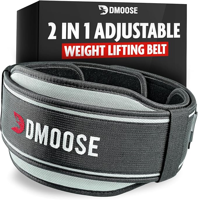 DMoose Weight Lifting Belt for Men & Women 2 in 1 Adjustable 4" 6" 6" Width