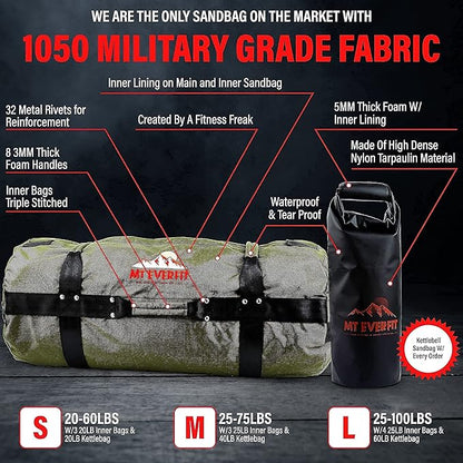 Sandbag Workout Bag & Sandbag Kettlebell Set - 1050 Cordura 8 Thick 3 Inner