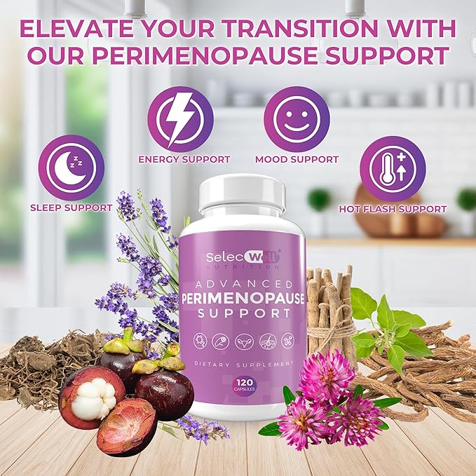 Advanced Perimenopause Support Supplement for Women | Supports Hormonal Balance | Provides Menopause Relief, Hot Flash & Night Sweats Relief | Clinically Proven Ingredients | 120 Capsules