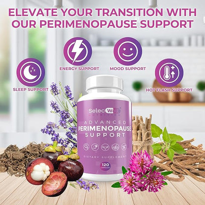 Advanced Perimenopause Support Supplement for Women | Supports Hormonal Balance | Provides Menopause Relief, Hot Flash & Night Sweats Relief | Clinically Proven Ingredients | 120 Capsules