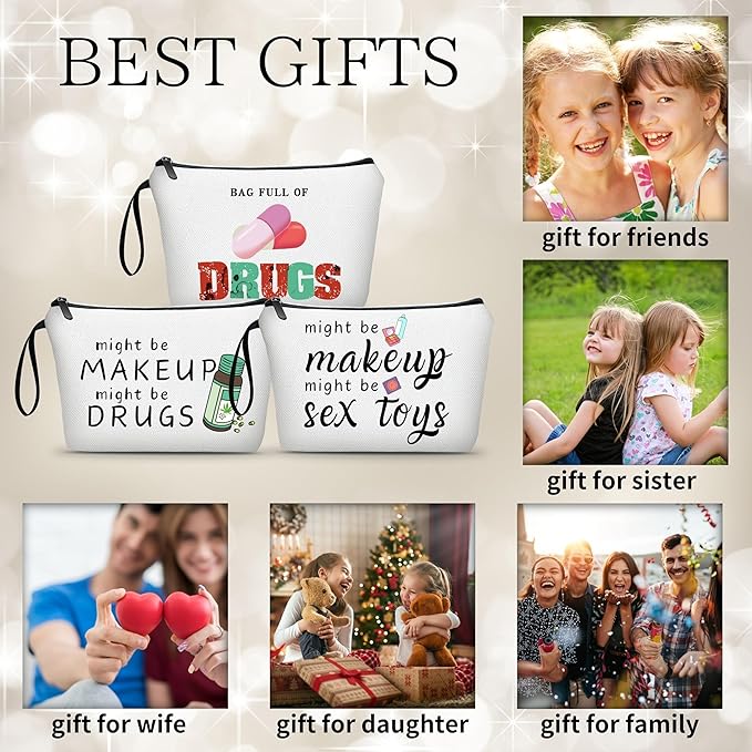 Funny Gifts for Women, Makeup Bag for Purse, Couple's Travel Cosmetic Bag, Womens Gifts for Christmas
