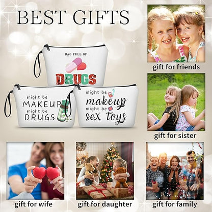 Funny Gifts for Women, Makeup Bag for Purse, Couple's Travel Cosmetic Bag, Womens Gifts for Christmas