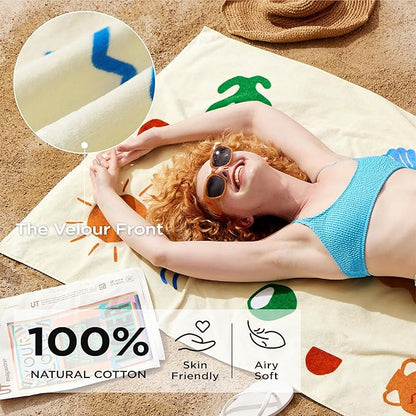 Bedsure U Series 100% Cotton Beach Towel 35"x70"