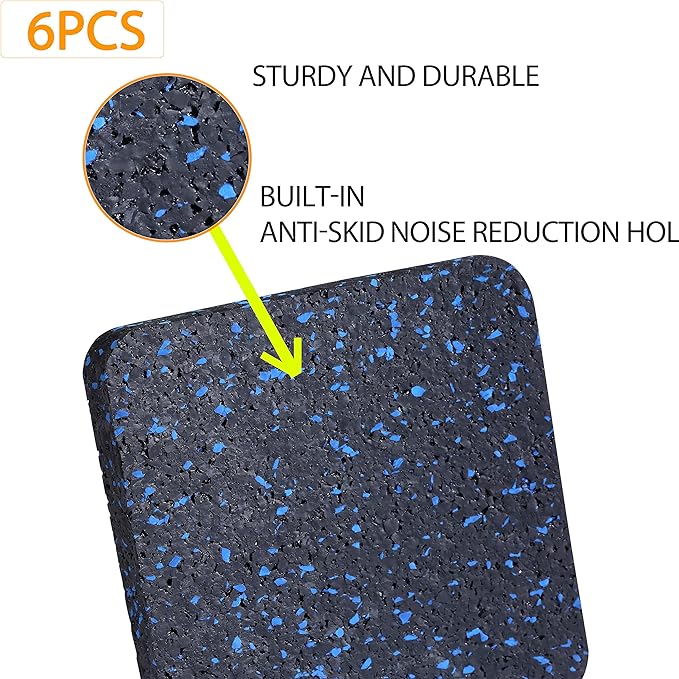 Treadmill Mat Pads 3.94" x 3.94" x 0.5" (6 (6 PCS)