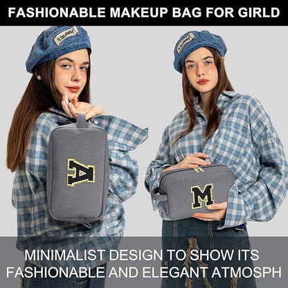 YOOLIFE Initial Travel Makeup Bag Cosmetic Bag - Teen Girl Gifts Trendy Stuff Friend Birthday Gifts for Women Teen Girl Kids