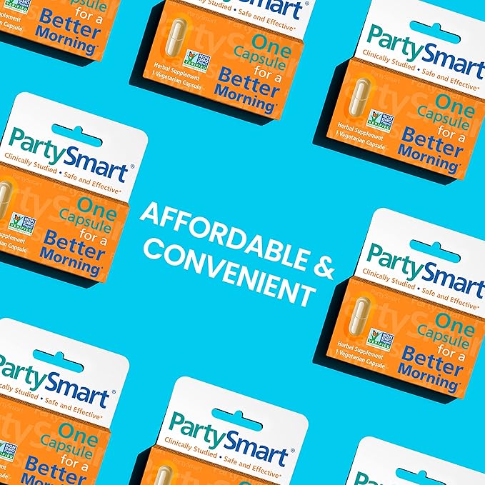 Himalaya PartySmart, One Capsule for a Better Morning After Drinking, Plant Based, Liver Support, Alcohol Breakdown, Clinically Studied, Non-GMO, Herbal Supplement, 10 Capsules
