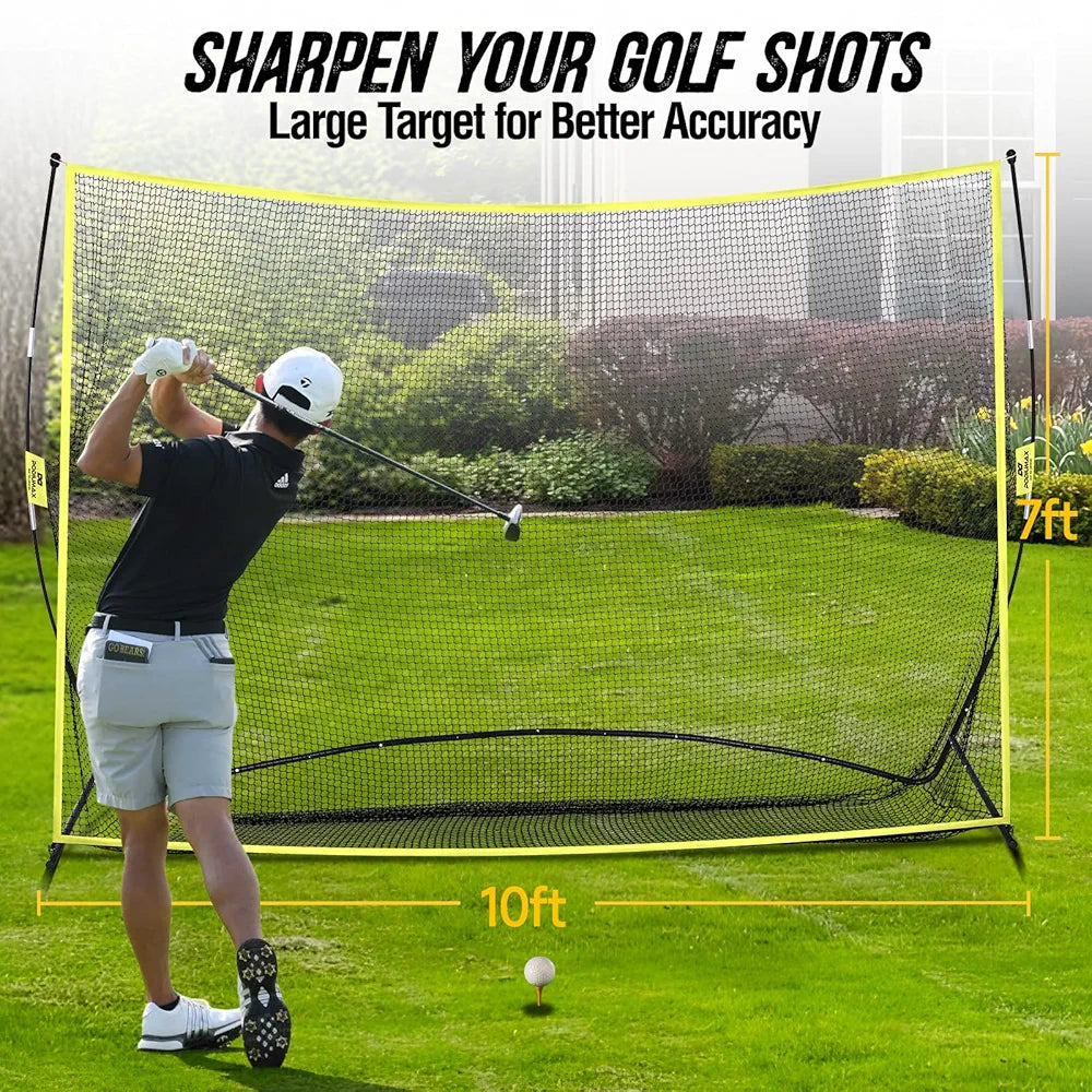 PodiuMax 10x7ft Golf Hitting Net | Driving Range for Backyard & Indoor | Also Suitable for Soccer, Baseball, Softball Practice with Carrying Bag