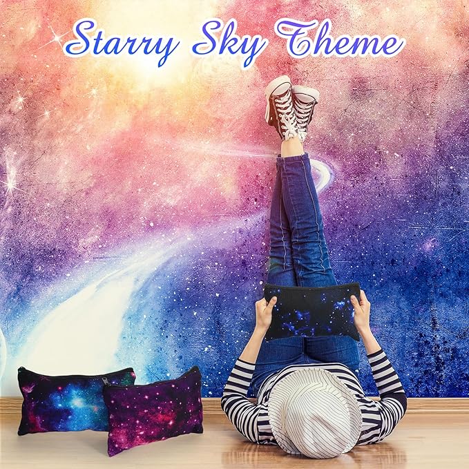 Reginary 20 Pieces Cosmetic Bag for Women, Roomy Makeup Bags with Zipper Toiletry Bag Pouch Travel Packing Accessory Organizer Gifts, 7 x 4.3 Inches (Starry Sky)