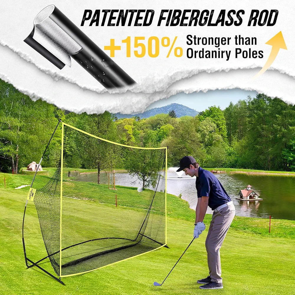 PodiuMax 10x7ft Golf Hitting Net | Driving Range for Backyard & Indoor | Also Suitable for Soccer, Baseball, Softball Practice with Carrying Bag