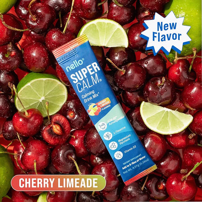 Supercalm Drink Mix - Ashwagandha KSM 66, Magnesium Glycinate & L-Theanine Supplement - Ashwagandha Root Extract - Focus and Relaxation Support (20 Travel Packets) - Cherry Limeade