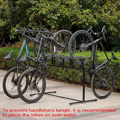 CXWXC 3/5 Bikes Stand Rack - Bike Storage Parking Racks Indoor/Outdoor - Bicycle Stand Garage for Parking Mountain Road Hybrid Bike, Fits Wheels up to 2.4" (For 5 Bikes)