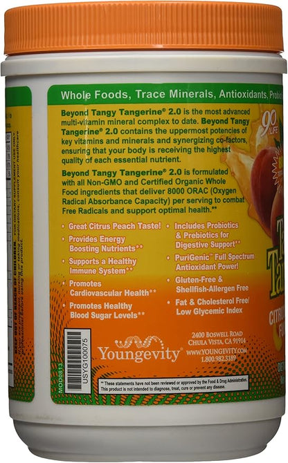 Youngevity Beyond Tangy Tangerine 2.0 Citrus Peach Fusion Multi-Vitamin & Mineral Complex - Made With Natural & Whole Foods | 8,000 ORAC