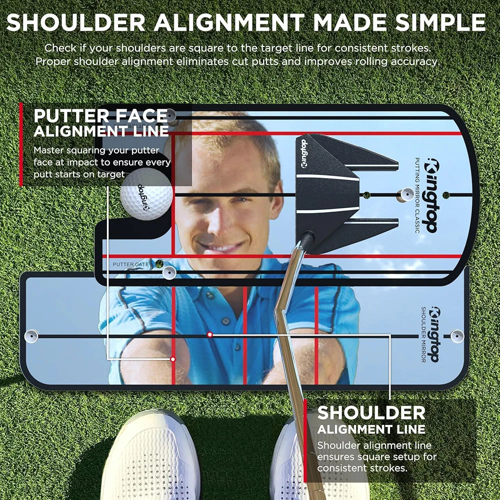 KINGTOP Golf Putting Mirror - Alignment Putting Training Aids for Consistency & Accuracy - Ideal for Indoor | Outdoor Practice, with Carry Bag and Golf Tees