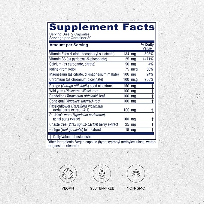 Vitanica Women's Phase I, Premenstrual Support, Vegan, 60 Capsules
