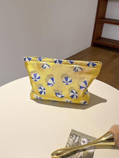 Summer Swan | Large Floral Mid-day Clutch | Period Kit & Hygiene Skincare Bag (Umbrella Yellow)