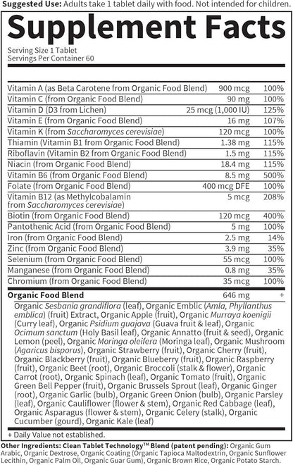 Garden of Life Organics Multivitamin for Women - Women's Once Daily Multi - Whole Food Multi with Iron, Biotin, Vegan Organic Womens Multivitamin for Health, Energy Hair Skin and Nails, 60 Tablets