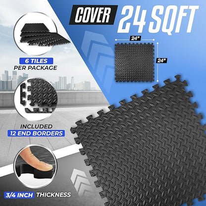 Yes4All 24SQFT-120SQFT Puzzle Exercise Mat for Home Gym