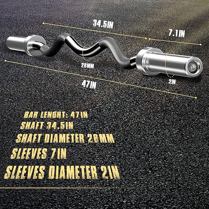 Olympic Barbell EZ Bar Curl Bar 4ft/5ft/7ft 2 Inch (300lb/330lb/400lb/700lb/1000lb/1500lb)