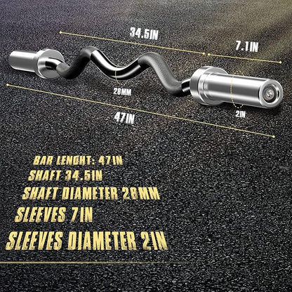 Olympic Barbell EZ Bar Curl Bar 4ft/5ft/7ft 2 Inch (300lb/330lb/400lb/700lb/1000lb/1500lb)