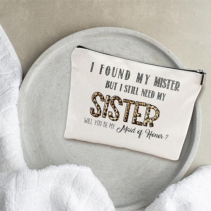 Sisters Makeup Bag - Would You Be My Maid If Honor - Leopard Print Gift Cosmetic Bag, Toiletry Bag, Gift For Girls, Besties, Personal Care & Accessories - A19