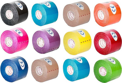 Kinesiology Tape Pro, Athletic Waterproof Muscle Support Adhesive Kinesio Sport Tape for Athletes 2 inches x 16.4 feet, 2 Rolls, Red