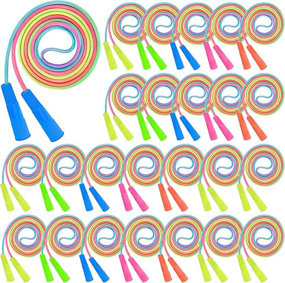 Kids Jump Rope, Colorful Gradient Nylon Skipping Ropes for Children, 7.55FT Adjustable Length, Plastic Handles, Lightweight Jumping Ropes for Schools, Events, and Family Fun