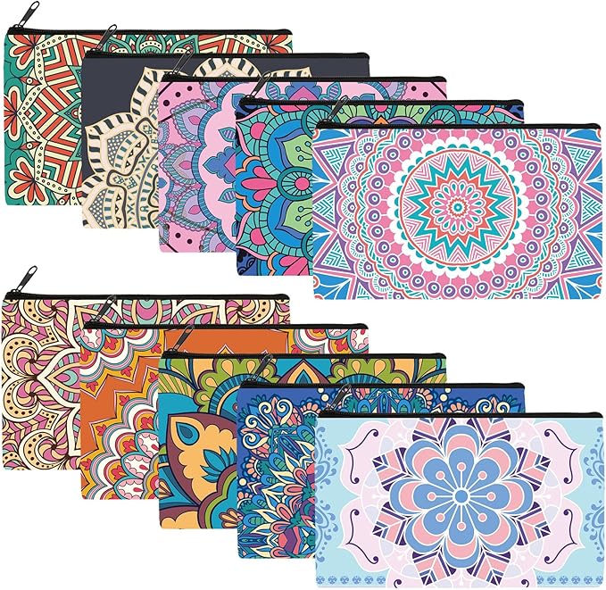 Reginary 20 Pieces Cosmetic Bag for Women, Roomy Makeup Bags with Zipper Toiletry Bag Pouch Travel Packing Accessory Organizer Gifts, 7 x 4.3 Inches (Mandala)
