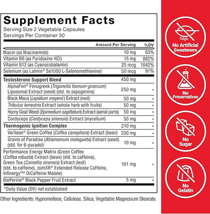 Force Factor Test X180 Surge Testosterone Support for Men, Male Vitality Enhancing Supplement, Promote Muscle & Strength, Support Weight, Boost Long-Lasting Energy, 60 Capsules