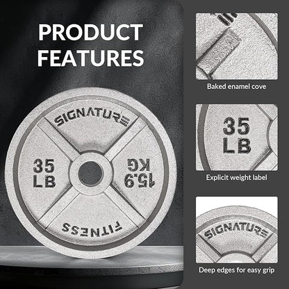 Deep Dish 2-Inch Olympic Cast Iron Weight Plates with E-Coating