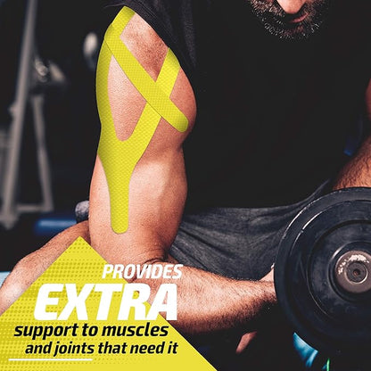 Physix Gear Cotton Kinesiology Tape Roll 16ft, Latex-Free Athletic Tape for Muscles/Joints, Waterproof Kinesiolgy, Stretchy Kinesiologytape, Gentle on Skin Kiniseaology Tape, Kinesology Tape