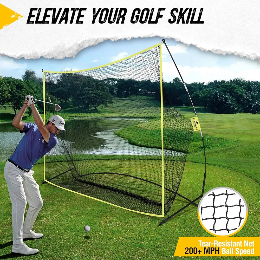 PodiuMax 10x7ft Golf Hitting Net | Driving Range for Backyard & Indoor | Also Suitable for Soccer, Baseball, Softball Practice with Carrying Bag