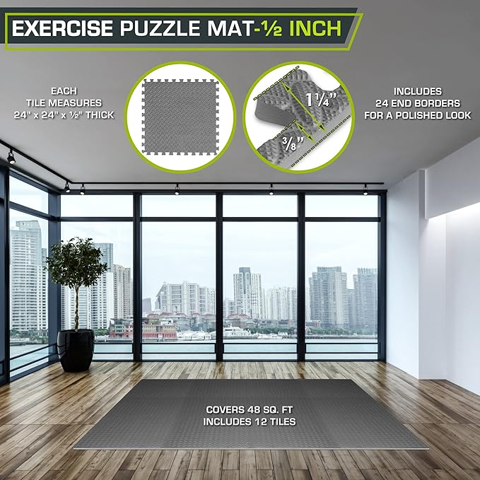 ProsourceFit Puzzle Exercise Mat Â½ in