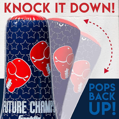 Franklin Sports Inflatable Punching Bag & Bopper Glove Set - Perfect for Kids & Toddlers - Oversized Boxing Bag & Gloves Small