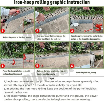 Iron-Hoop Rolling,Iron Ring Game,Stainless Steel Rolling Iron Ring,Adult (37CM)