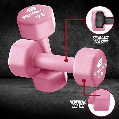 Neoprene Coated Workout Dumbbells set of 2 – Anti Roll, Non Slip with Smooth Grip Fitness & Exercise Dumbbells – Hexagon Shaped Hand Weights for Women & Men – Best Choice for Gyms & home use