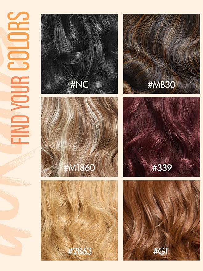 GORGIUS Glueless Wavy Wig with Bangs Highlight Brown Synthetic Curtain Bang Wig with Realistic Scalp 22 Inch
