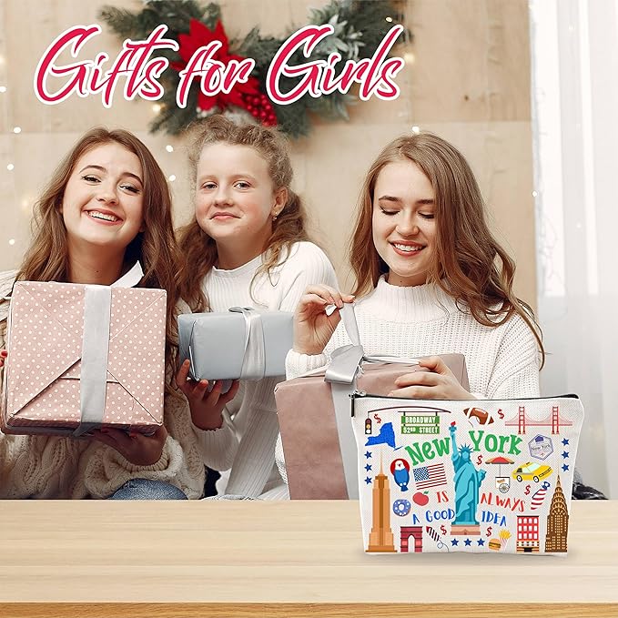 New York Makeup Bags For Women，New York Is Always a Good Idea, Travel Cosmetic Bag, Toiletry Pouch, Small Zipper Storage Bag, New York Themed Gifts, Women Essentials - D02