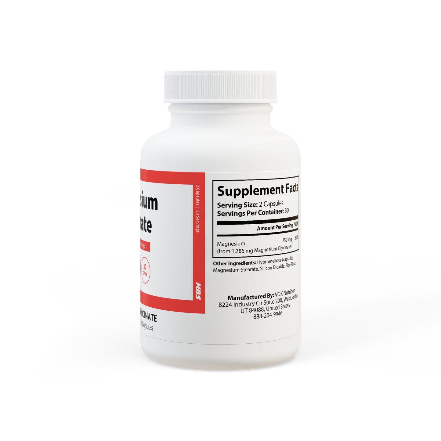 HBS, Magnesium Glycinate Supplement (60 Capsules)