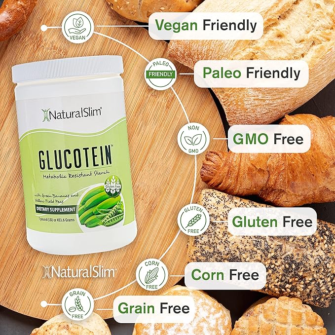 NaturalSlim Resistant Starch with Organic Green Banana Flour and Pea Starch Blend - Non-GMO & Gluten Free - Metabolism & Gut Health Support - 16 Servings