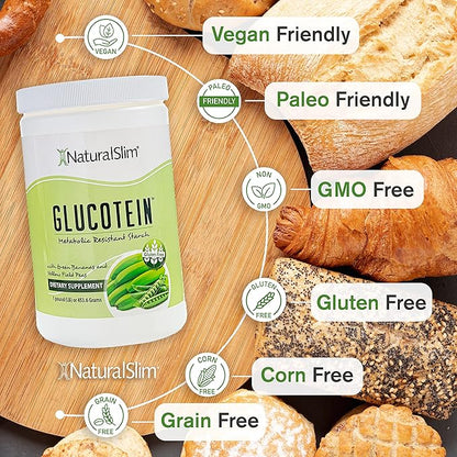 NaturalSlim Resistant Starch with Organic Green Banana Flour and Pea Starch Blend - Non-GMO & Gluten Free - Metabolism & Gut Health Support - 16 Servings