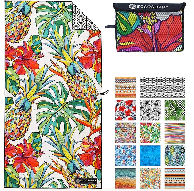 ECCOSOPHY Microfiber Beach Towel - Sand Free Towels 71x35 in