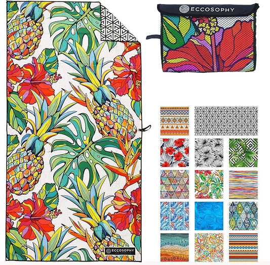 ECCOSOPHY Microfiber Beach Towel - Sand Free Towels 71x35 in