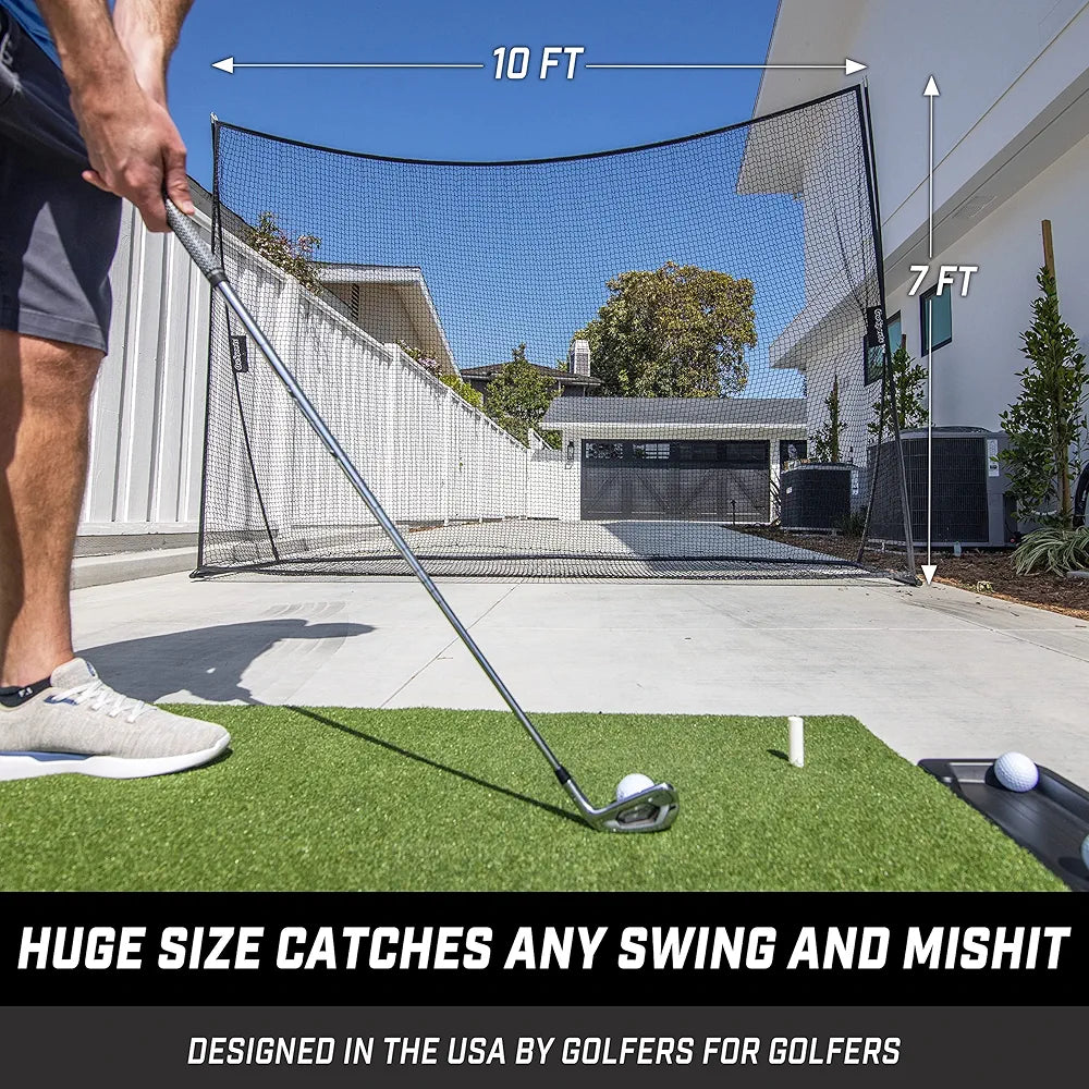 GoSports Golf Practice Hitting Net - Choose Between Huge 10 x 7 ft or 7 x 7 ft Nets - Personal Driving Range for Indoor or Outdoor Use - Designed by Golfers for Golfers