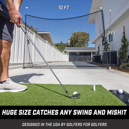GoSports Golf Practice Hitting Net - Choose Between Huge 10 x 7 ft or 7 x 7 ft Nets - Personal Driving Range for Indoor or Outdoor Use - Designed by Golfers for Golfers