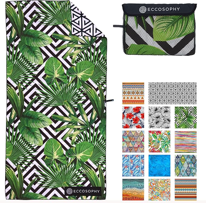 ECCOSOPHY Microfiber Beach Towel - Sand Free Towels 71x35 in