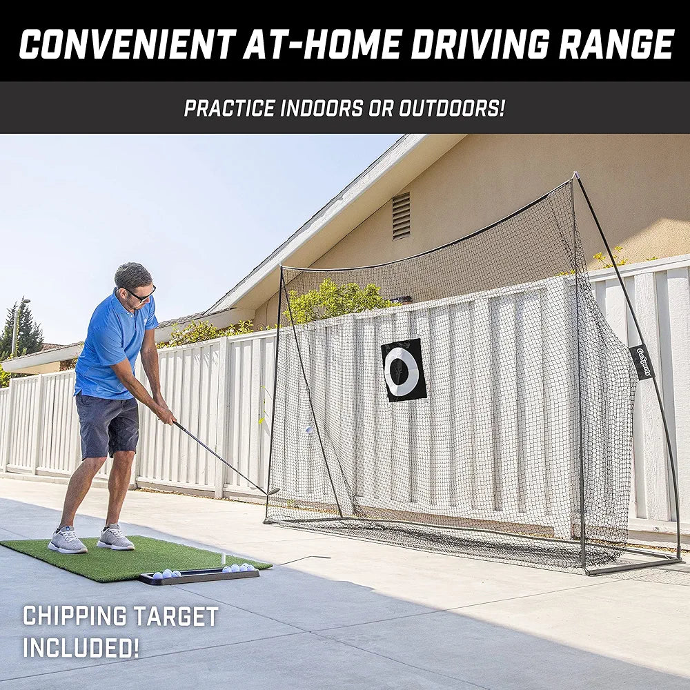 GoSports Golf Practice Hitting Net - Choose Between Huge 10 x 7 ft or 7 x 7 ft Nets - Personal Driving Range for Indoor or Outdoor Use - Designed by Golfers for Golfers
