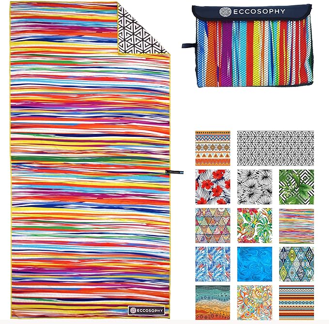 ECCOSOPHY Microfiber Beach Towel - Sand Free Towels 71x35 in