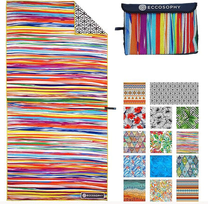 ECCOSOPHY Microfiber Beach Towel - Sand Free Towels 71x35 in