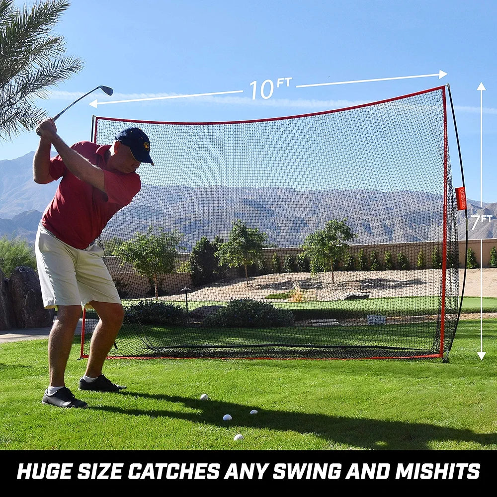 GoSports Golf Practice Hitting Net - Choose Between Huge 10 x 7 ft or 7 x 7 ft Nets - Personal Driving Range for Indoor or Outdoor Use - Designed by Golfers for Golfers